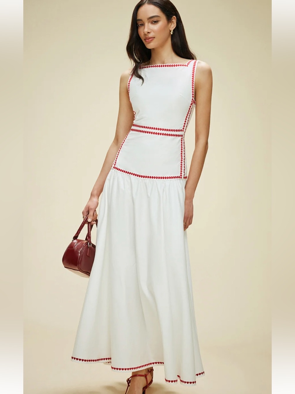 Commense Upgraded | Lightweight Cotton Contrast Trim Dress with Back tie